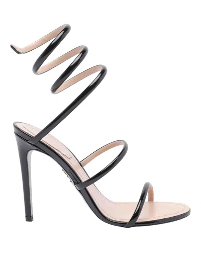 René Caovilla Cleo Spiral-wrap Patent-leather Sandals In Black