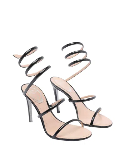 René Caovilla Cleo Spiral-wrap Patent-leather Sandals In Black