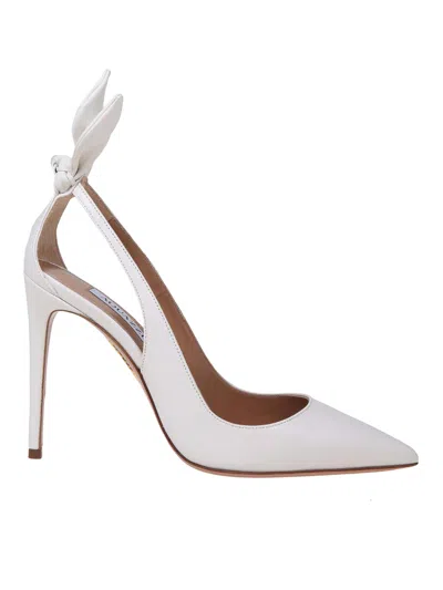 Aquazzura Bow Tie Pump 85 In White Leather