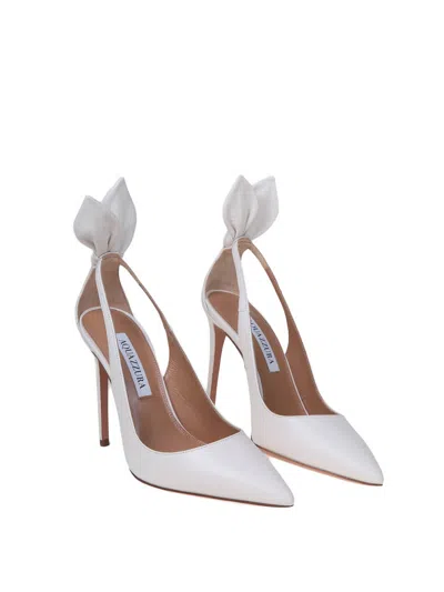Aquazzura Bow Tie Pump 85 In White Leather