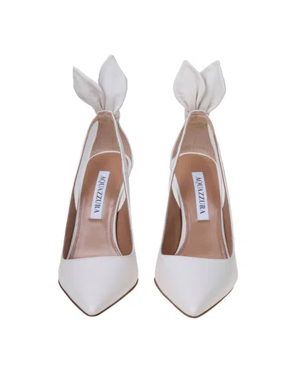Aquazzura Bow Tie Pump 85 In White Leather