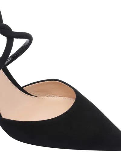 Gianvito Rossi Buckle Detail Strappy Suede Stiletto Pumps In Black