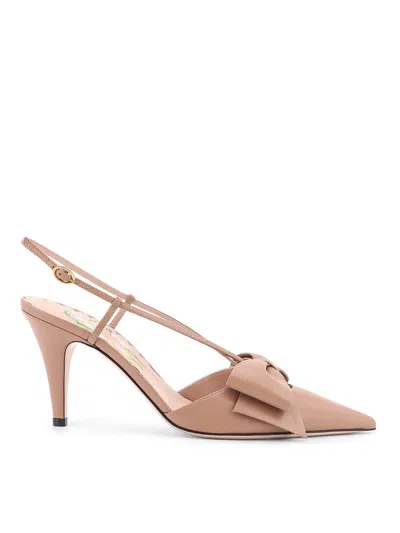 Valentino Bowow 85 Leather Slingback Pumps
