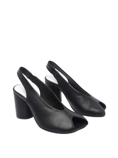 Mm6 Maison Margiela Block Heel Leather Open Toe Sandals