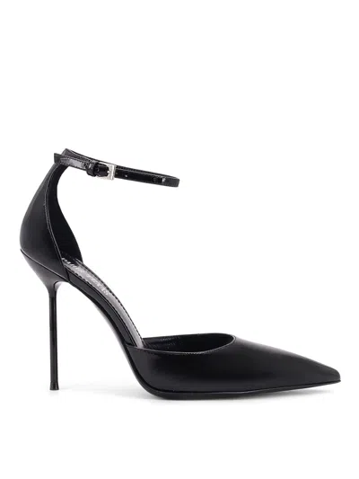 Paris Texas Arrow Toe Heeled Shoes With Delicate Ankle Strap In Black