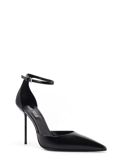 Paris Texas Arrow Toe Heeled Shoes With Delicate Ankle Strap In Black