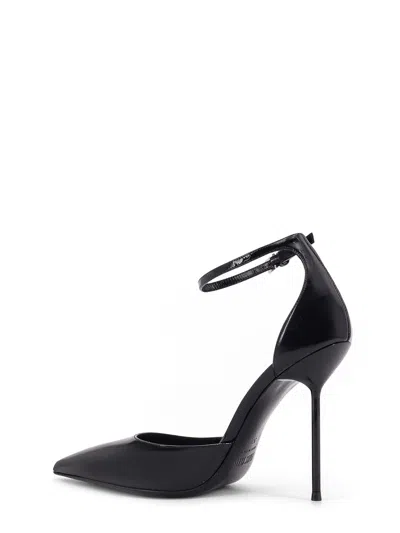 Paris Texas Arrow Toe Heeled Shoes With Delicate Ankle Strap In Black