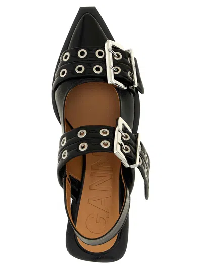 Ganni Black Feminine Buckle Flats