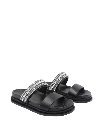 Jimmy Choo Crystal Embellished Leather Flat Sandals
