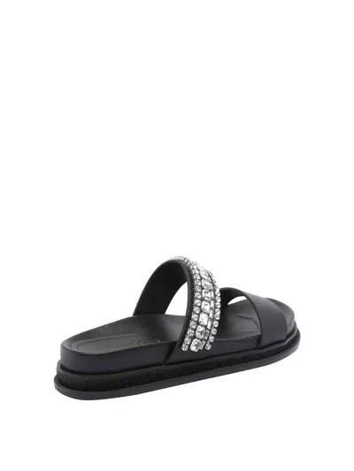 Jimmy Choo Crystal Embellished Leather Flat Sandals