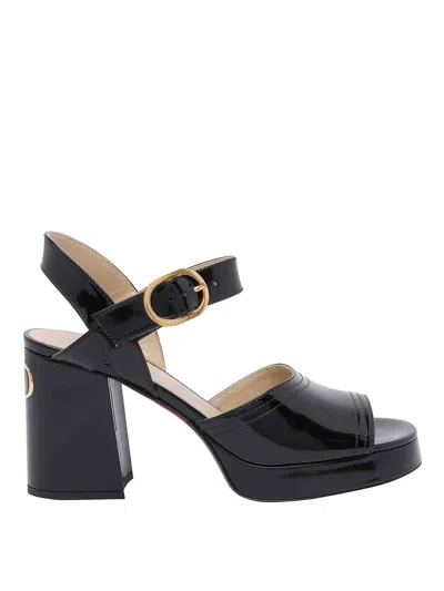 Valentino Garavani Fawcette Platform Sandal In Polished Calfskin 100mm Woman Black 42 In Black