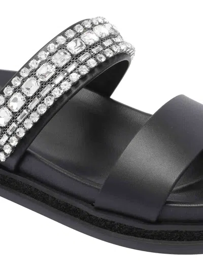 Jimmy Choo Crystal Embellished Leather Flat Sandals