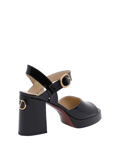 Valentino Garavani Fawcette Platform Sandal In Polished Calfskin 100mm Woman Black 42 In Black