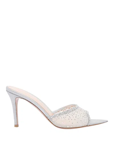Gianvito Rossi Mesh Open Toe Pumps With Rhinestone Embellishments