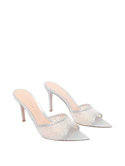 Gianvito Rossi Mesh Open Toe Pumps With Rhinestone Embellishments