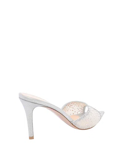 Gianvito Rossi Mesh Open Toe Pumps With Rhinestone Embellishments