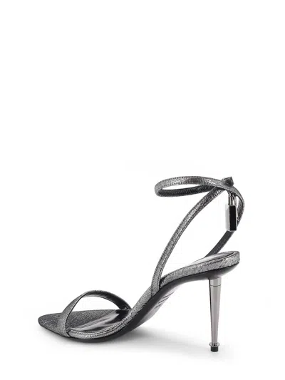 Tom Ford Metallic Sandals With High Stiletto Heel And Padlock Detail On The Ankle In Leather Woman