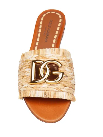 Dolce & Gabbana Woven Texture Slip-on Sandal In Brown