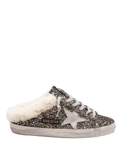 Golden Goose Super-star Sabot-style Sneakers With Glitter And Shearling Lining