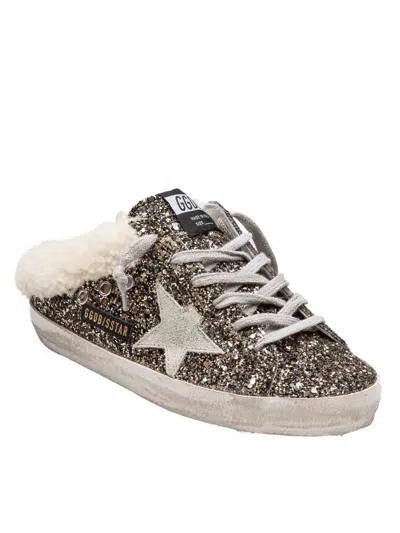 Golden Goose Super-star Sabot-style Sneakers With Glitter And Shearling Lining