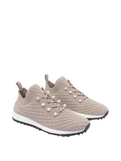 Jimmy Choo Veles Textured Knit Trainers In X Stone