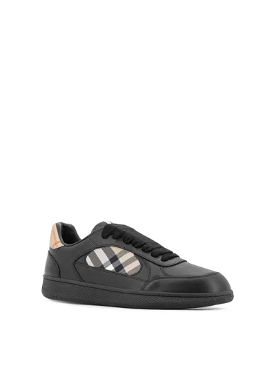 Burberry Indigo Blue Leather And Check Sneaker Terrace