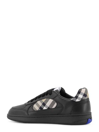 Burberry Indigo Blue Leather And Check Sneaker Terrace