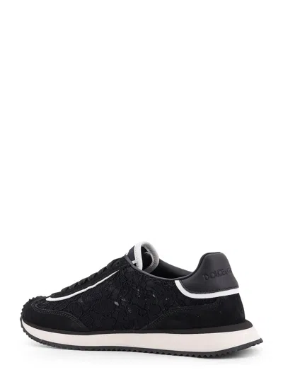 Dolce & Gabbana Dg Cushion Lace-detailed Suede Sneakers Shoes In Black