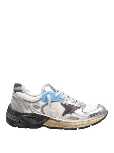 Golden Goose Dad-star Sneakers In Mesh And Laminated Leather Color Grey And Blackrunning