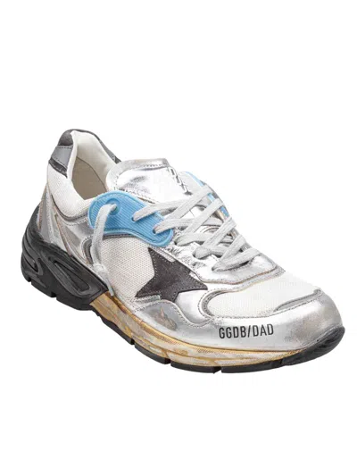 Golden Goose Dad-star Sneakers In Mesh And Laminated Leather Color Grey And Blackrunning