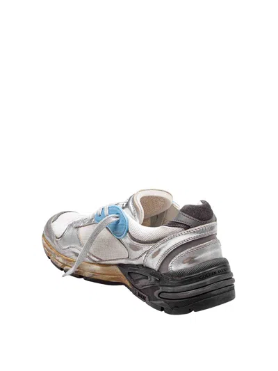 Golden Goose Dad-star Sneakers In Mesh And Laminated Leather Color Grey And Blackrunning