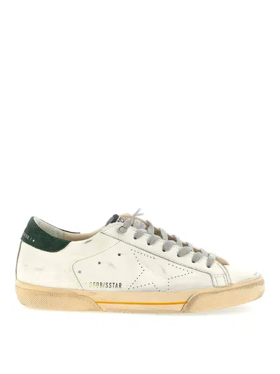 Golden Goose Super Star Leather Upper Toe And Tongue Suede Heel Sneakers Grey In White
