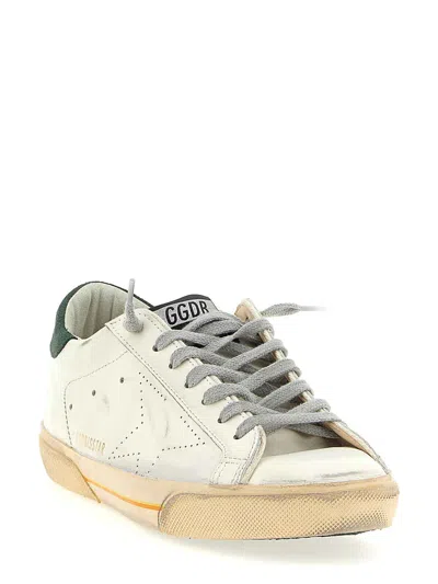 Golden Goose Super Star Leather Upper Toe And Tongue Suede Heel Sneakers Grey In White