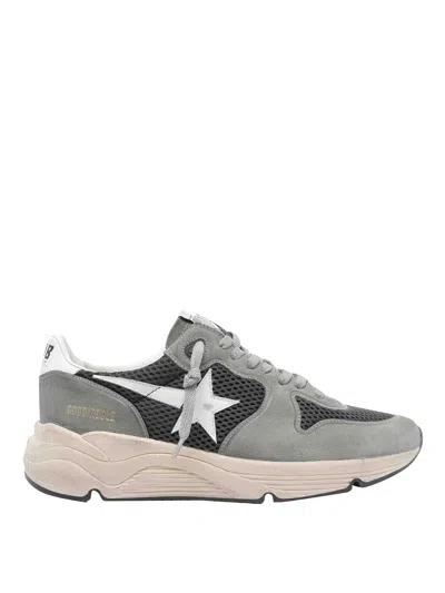 Golden Goose Running Sole In Green Suede With White Leather Star And Heel