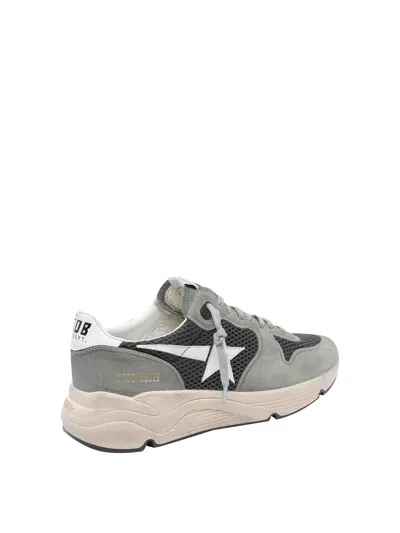 Golden Goose Running Sole In Green Suede With White Leather Star And Heel