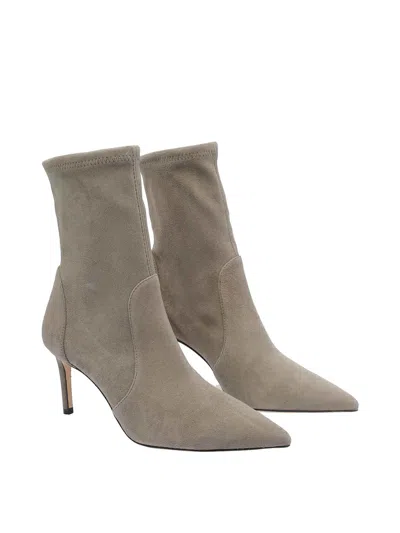 Stuart Weitzman Smokey Taupe Stuart Power Pump Booties In Gray
