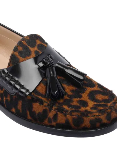Stuart Weitzman Tassel-embellished Leopard-print Loafers