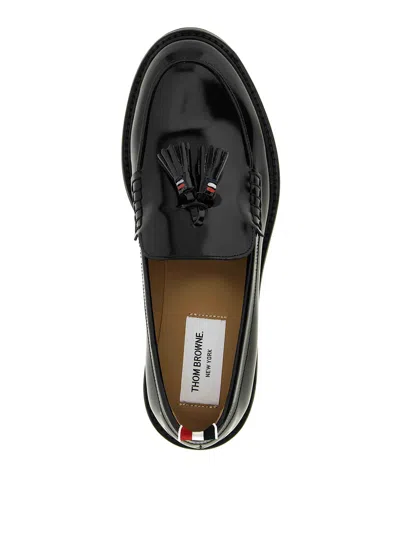 Thom Browne Shiny Round Toe Loafers With Tassel Detail