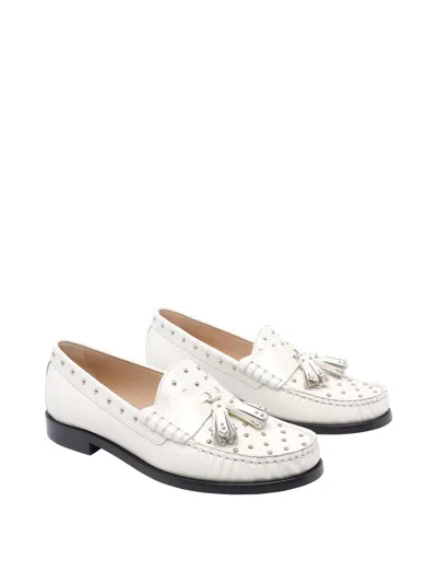Stuart Weitzman White Lottie Loafers