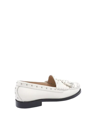 Stuart Weitzman White Lottie Loafers