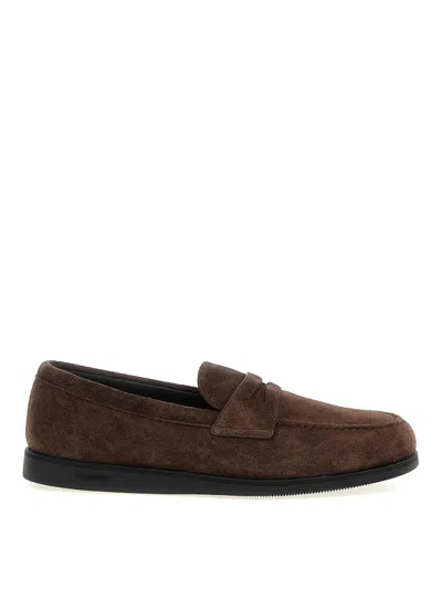 Church's Round-toe Suede Loafers With Penny Strap In Brown