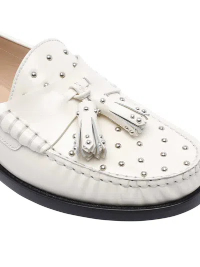 Stuart Weitzman White Lottie Loafers