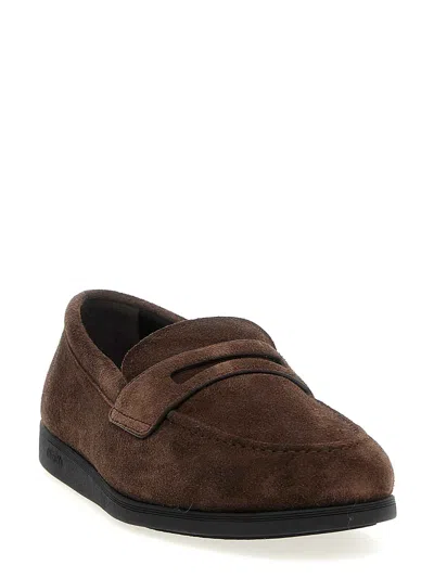 Church's Round-toe Suede Loafers With Penny Strap In Brown