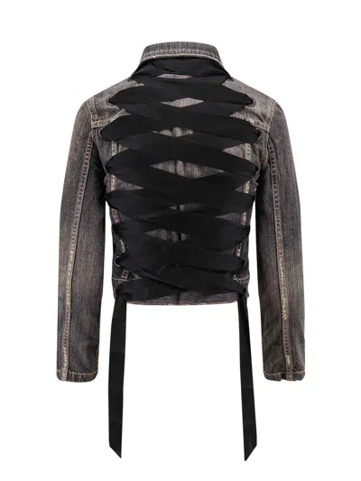 Balenciaga Jeans Jacket With Satin Laces