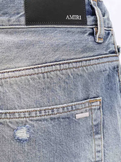 Amiri Distressed Straight Jeans With Belt Loops In Blue