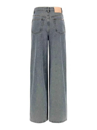 Self-portrait Light Blue Diamante Bow Jeans In Blue