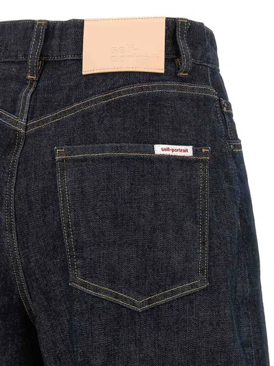 Self-portrait High-rise Barrel-leg Jeans