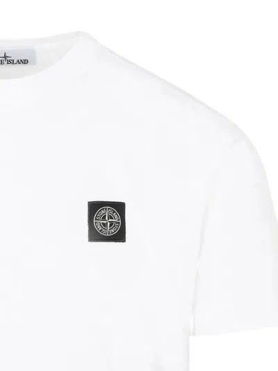 Stone Island Slim Fit Cotton Jersey T-shirt With Compass Patch Clothing In White