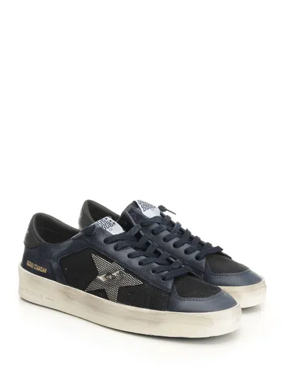 Golden Goose Stardan Suede Leather And Mesh Upper Leather Toe Tongue Heel And Star Sneakers Blue
