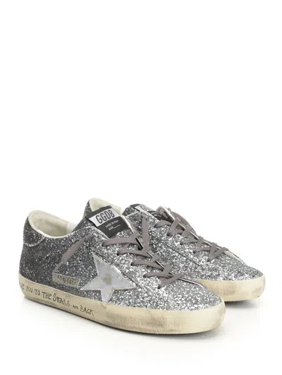 Golden Goose Super-star Classic With List Glitter Upper Toe Tongue And Heel Laminated Star Sneakers Grey